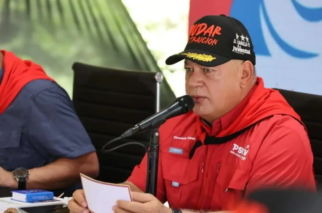 Venezuelan Interior Minister Diosdado Cabello during the weekly PSUV press conference on Monday, September 8, 2025. Photo: AVN.