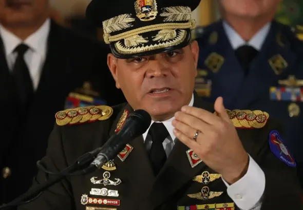 Venezuelan Defense Minister Vladimir Padrino issuing statements to the press. Photo: Venezuela's Presidential Press/File photo.