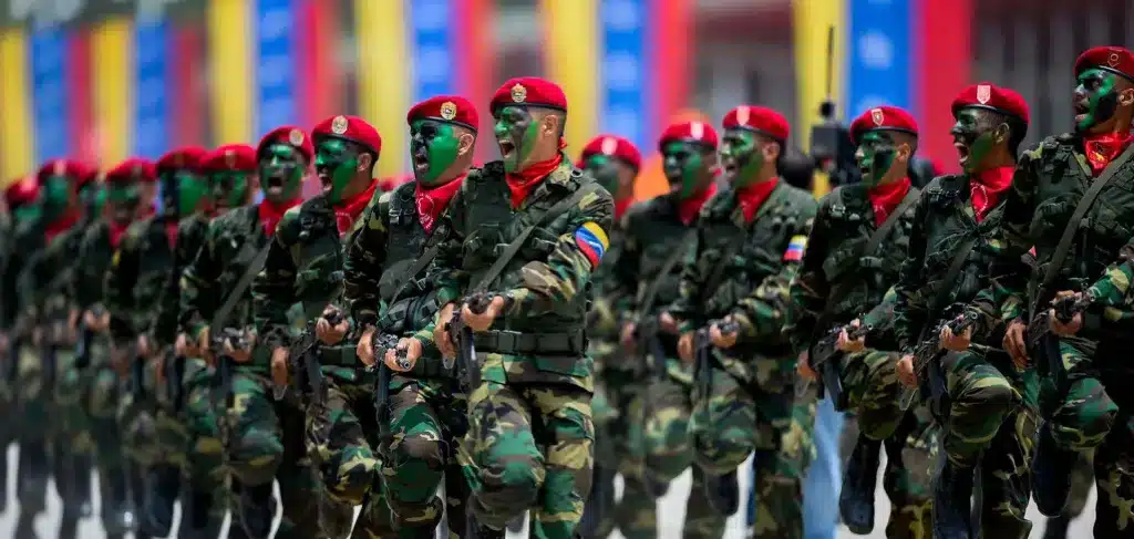 Venezuelan commandos marching during a military parade in Caracas. Photo: Federico Parra/AFP/Getty Images/file photo.