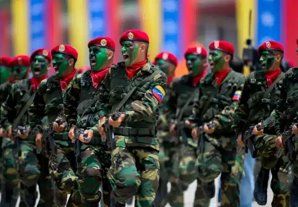 Venezuelan commandos marching during a military parade in Caracas. Photo: Federico Parra/AFP/Getty Images/file photo.