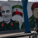 Qasem Soleimani and Hugo Chávez in Caracas, Venezuela. This mural, painted by Venezuelan artist Nelson Santana, was created in honor of Soleimani, the Iranian general who was assassinated in a criminal U.S. drone strike in 2020. The mural is located in the 23 de Enero neighborhood of Caracas, January 4, 2023. Photo: Federico Parra/AFP.