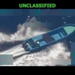 Screenshot of a CBS video showing an aerial view of a small boat destroyed in the eighth strike by the US empire on so-called drug boats since September 2. Photo: CBS.