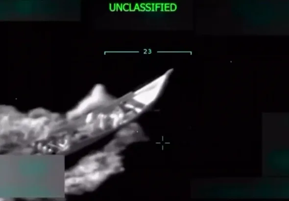 Screenshot of a CBS video showing an aerial view of a small boat destroyed by the US empire on so-called drug boats since September 2. Photo: CBS.