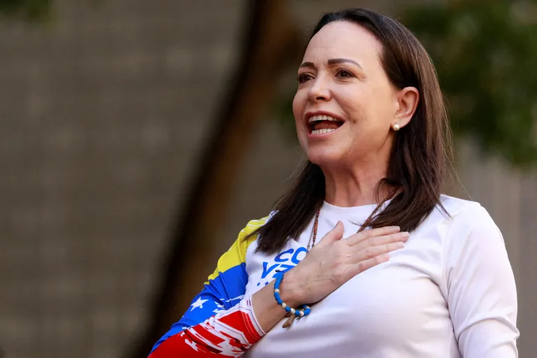 Opposition leader Maria Corina Machado was awarded the Nobel 'Peace' Prize, October 10, 2025. Photo: Leonardo Fernandez Viloria/Reuters.