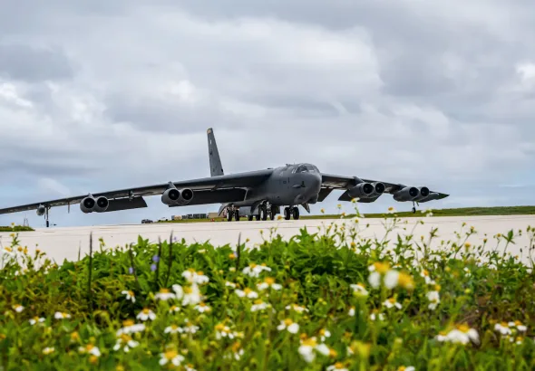 A B-52H Stratofortress taxis on the flight line at Andersen Air Force Base, Guam, January 30, 2024. Photo: Airman 1st Class Alyssa Bankston/US Air Force/File photo.