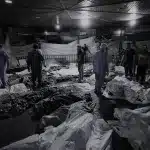 Aftermath of the Al-Ahli Baptist Hospital massacre in Gaza City, committed by the Zionist entity on October 17, 2023. Photo: AFP.