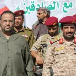 Martyr Yemeni Lt. General Mohammed Nasser Al-Ghamari with Yemeni soldiers. File photo.