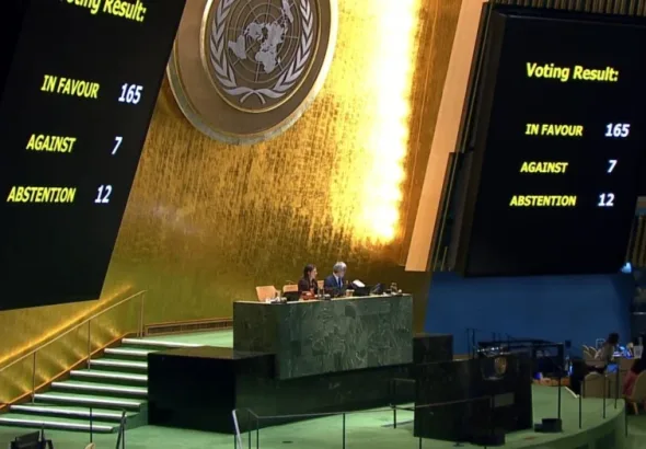 UN General Assembly vote on the resolution to end US blockade against Cuba. Photo: UN News.
