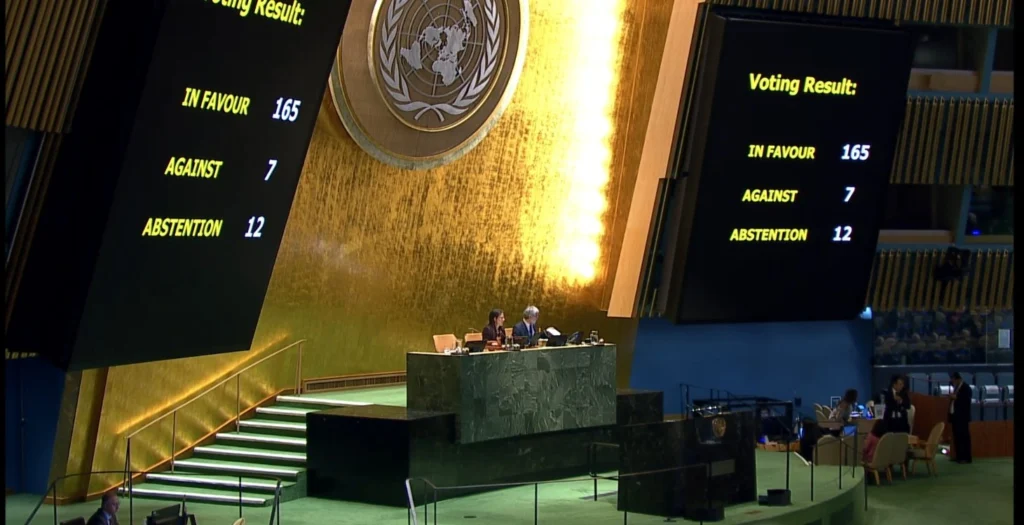 UN General Assembly vote on the resolution to end US blockade against Cuba. Photo: UN News.