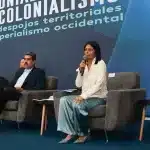 Venezuelan Vice President Delcy Rodríguez speaking at the closing of the International Conference on Colonialism, Neocolonialism, and the Territorial Dispossession of Western Imperialism. Photo: Presidential Press.