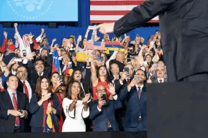 Donald Trump delivers remarks to the Venezuelan American community at the Florida International University Ocean Bank Convocation Center on February 18, 2019, in Miami, Florida. Photo: Executive Office of the President of the United States/Wikimedia Commons.