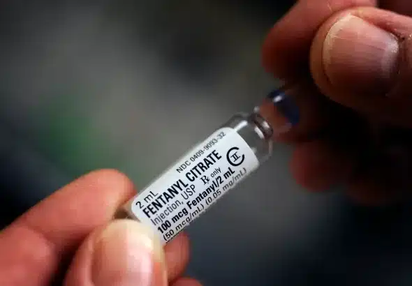 A vial of fentanyl citrate, used as pain medication in the US. Photo: Joe Amon/Getty Images.