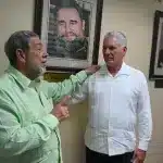 Ralph Gonsalves, the Prime Minister of Saint Vincent and the Grenadines, is pictured speaking with Miguel Díaz-Canel, the President of Cuba. The image was taken during a state visit by the Cuban president to Saint Vincent and the Grenadines in December 2022. Photo: X/@ComradeRalph.