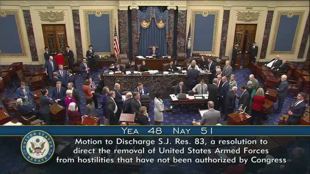 US imperial senate floor, following the voting of the resolution on October 8, 2025. Photo: US Congress footage screenshot via X/@CraigCaplan.
