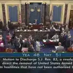 US imperial senate floor, following the voting of the resolution on October 8, 2025. Photo: US Congress footage screenshot via X/@CraigCaplan.