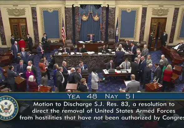 US imperial senate floor, following the voting of the resolution on October 8, 2025. Photo: US Congress footage screenshot via X/@CraigCaplan.