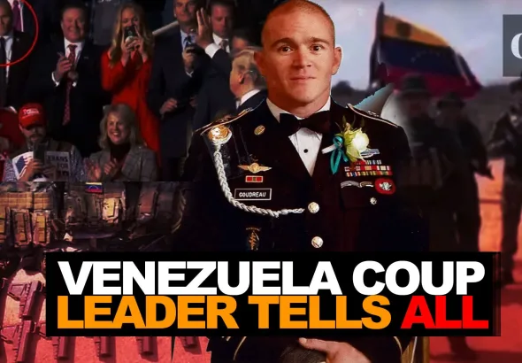 YouTube thumbnail for The Grayzone's interview with US mercenary Jordan Goudreau. Photo: The Grayzone.