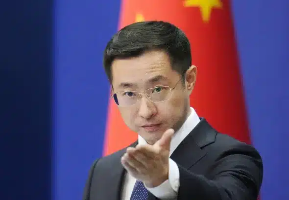 China's Foreign Ministry Spokesperson Lin Jian during a press conference. Photo: X/@globaltimesnews.