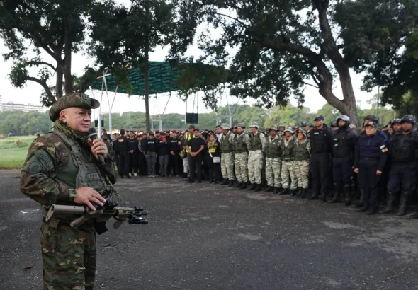 Venezuelan Interior Minister Diosdado Cabello at the activation event of the Comprehensive Defense Steering Bodies of Operation Independence 200 in Monagas state, October 11, 2025. Photo: Telegram/Nicolás Maduro.