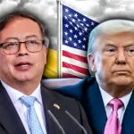 Colombian President Gustavo Petro (left) and his US counterpart Donald Trump (right) with their national flags in the background. Photo: El Expreso/file photo.