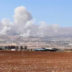 Smoke rises from the site of Israeli strikes that targeted the town of Shmester in the Bekaa region of Lebanon on October 23, 2025. Photo: PressTV.