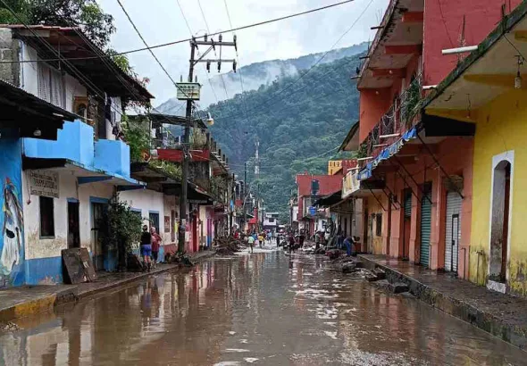 Photo showing an area affected by heavy rains in Huehuetla, México. EFE/David Martínez Pelcastre.