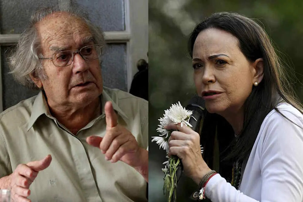 Left: Adolfo PĂ©rez Esquivel. Right: MarĂa Corina Machado. Photo: File photo.