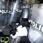 Police crackdown on protesters in Lima, Peru on September 27, 2025. Photo: Juan Mandamiento/Wayka.