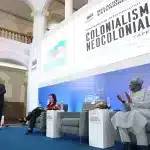 Venezuelan Foreign Minister Yván Gil launches the conference "Colonialism, Neocolonialism, and the Territorial Dispossession of Western Imperialism," at the Foreign Affairs headquarters in Caracas on Wednesday, October 2, 2025. Photo: IG/@cancilleria_ve.