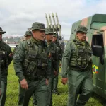 Venezuela's Minister of Defense Vladimir Padrino and members of the military high command inspecting a Russian-made Buk M2E missile system during a training exercise in Caracas on Nov. 11, 2025. Photo: Venezuela Defense Ministry.