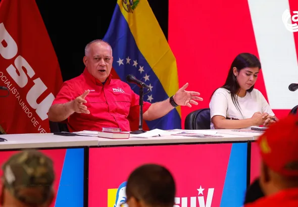 Venezuela's PSUV Secretary General Diosdado Cabello during the weekly press conference of the party on Monday, Nov. 17, 2025. Photo: Fausto Torrealba/AVN.