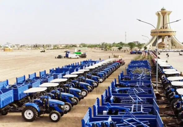 The distribution of agricultural machinery to farmers has been one of the cornerstones of the Agricultural Offensive of the Traoré Government. Photo: Presidency of Burkina Faso.