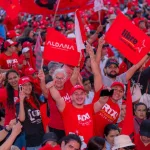 Supporters at Honduran leftist presidential candidate Rixi Moncada's electoral campaign at Chochi Sosa Stadium in Tegucigalpa, Honduras. Photo: Facebook/Rixi Presidenta.