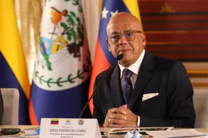 Venezuelan National Assembly President Jorge Rodríguez addresses the Parliamentary Meeting of the Greater Caribbean for Peace, October 31, 2025. Photo: AVN.