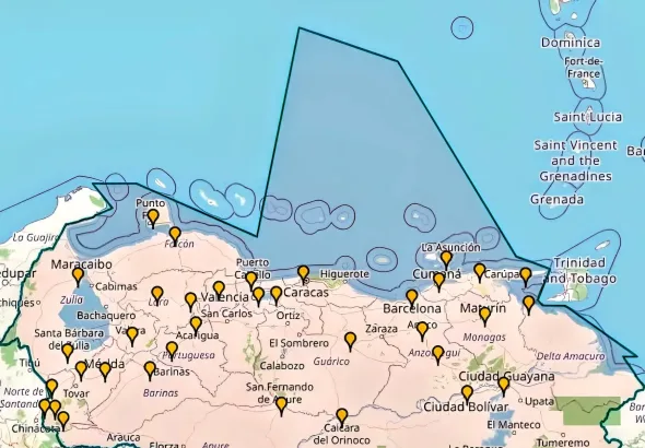 Partial view of Maiquetía's Flight Information Region under responsibility of the Venezuelan government. File photo.