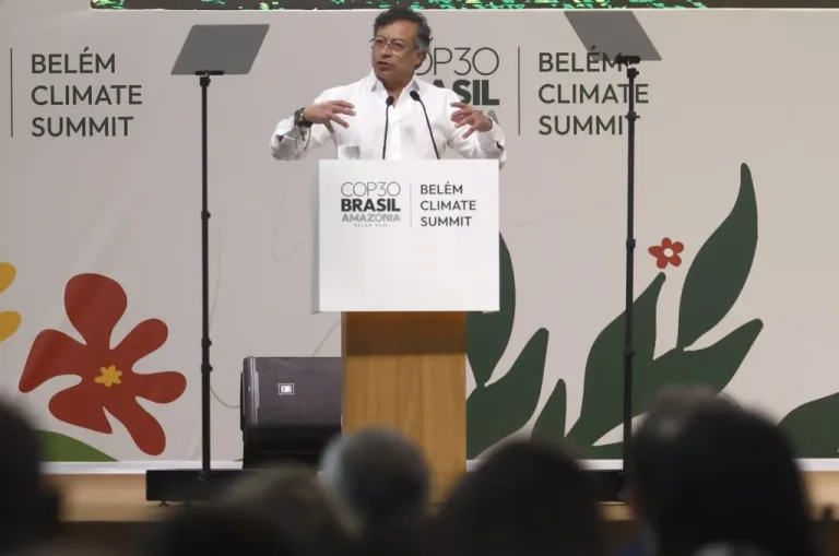 Colombian President Gustavo Petro speaks at the COP30 Climate Summit in Belém, Brazil, November 6, 2025. Photo: COP30.