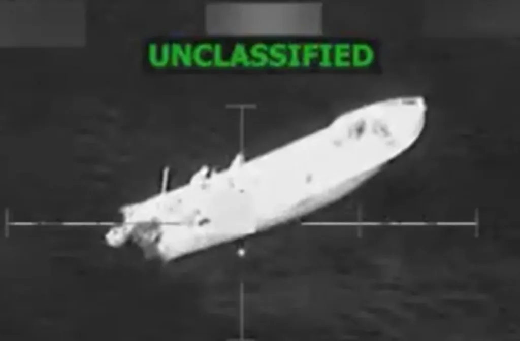 One of the two small boats struck by the US military in the Eastern Pacific, leaving three victims dead on November 9, 2025. Photo: X/@SecWar.