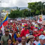 A pro-government march in Caracas, Venezuela against Donald Trump and US attacks, in Caracas in 2019. Photo: Ben Norton.
