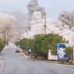 Smoke rises after an Israeli airstrike on Tayr Debba, South Lebanon, November 6, 2025. Photo: Screengrab.