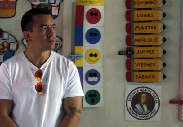 Ecuadorian President Daniel Noboa during the November 16, 2025, referendum. Photo: Gerardo Menoscal/AFP/Getty Images.