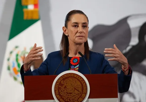 Mexican President Claudia Sheinbaum during a press conference on Tuesday, Nov. 18, 2025. Photo: N+.