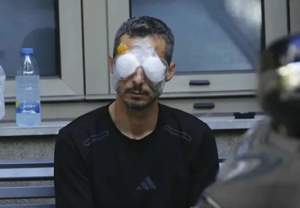 A victim of the September 2024 Lebanon pager and walkie-talkie terror attacks. The explosions, which involved thousands of handheld devices belonging to Hezbollah members, their families and other civilians, detonating simultaneously, killing dozens and injuring thousands of people, many of whom suffered severe eye injuries. Photo: Hussein Malla/AP Photo.