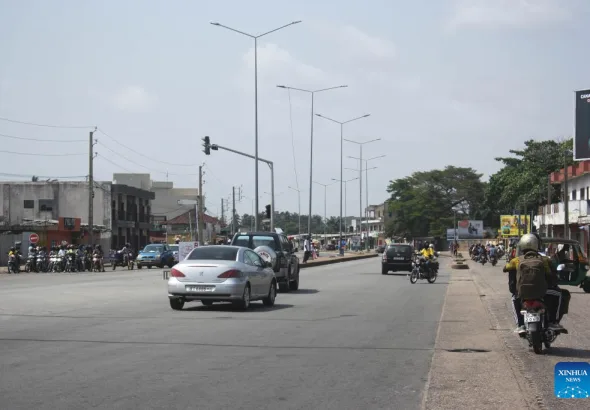 This photo taken on Dec. 7, 2025 shows a street view of Cotonou, Benin. Benin's armed forces have foiled an attempted mutiny aimed at destabilizing the state and its institutions, Minister of Interior and Public Security Alassane Seidou said in a statement on Sunday. Photo: Seraphin Zounyekpe/Xinhua.