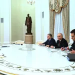 Recent meeting in the Kremlin, Moscow, where Russian President Vladimir Putin met with United States special envoys Steve Witkoff and Jared Kushner for talks on ending the war in Ukraine. Photo credit: Kristina Kormilitsyna/Sputnik/AP