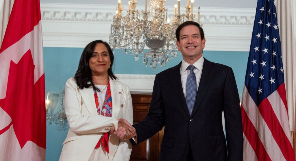 US Secretary of State Marco Rubio (right) meets Canada's Foreign Minister Anita Anand at the State Department in Washington, on Aug. 21, 2025. Photo: AP/Cliff Owen/file photo.