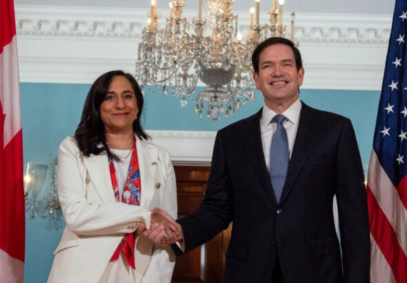 US Secretary of State Marco Rubio (right) meets Canada's Foreign Minister Anita Anand at the State Department in Washington, on Aug. 21, 2025. Photo: AP/Cliff Owen/file photo.