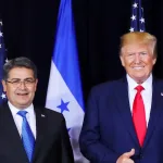 Former Honduran President Juan Orlando Hernández (left) with President Trump at the UN General Assembly in New York in September 2019. Photo: Honduran Presidential Office/file photo.