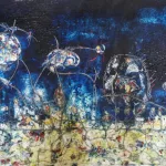 Barbed Wire and Full Moon (Fils barbelés et pleine lune), Oil on Canvas, Jean-Pierre Civade, 2023. Photo: China Beyond the Wall.