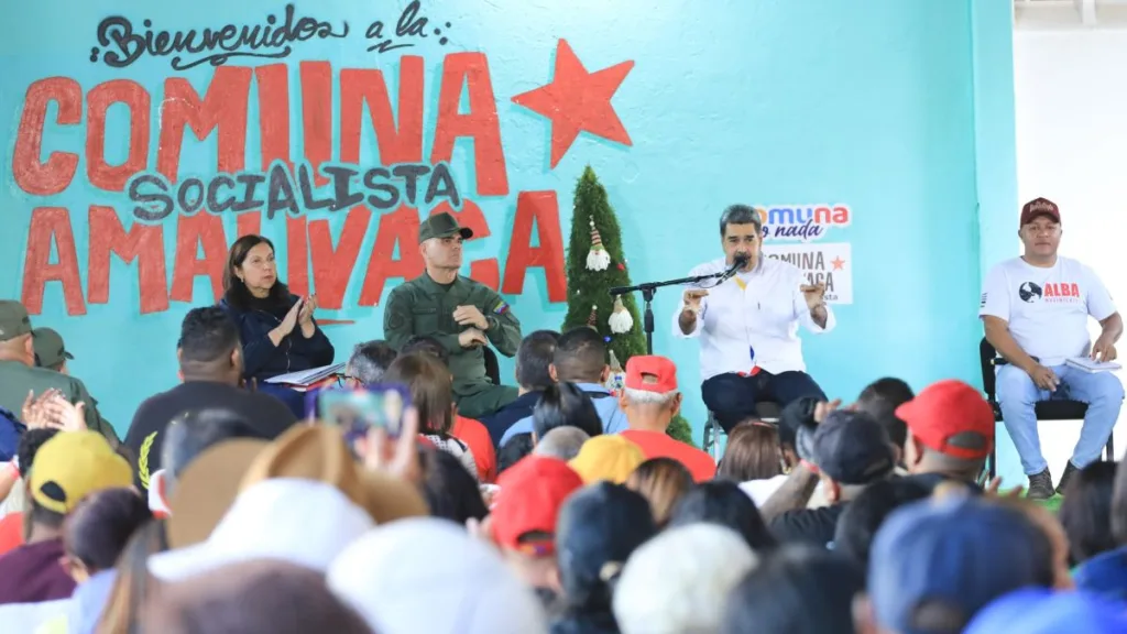 Venezuelan President Nicolás Maduro at an official event at the Amalivaca Commune in Caracas. Photo: Telegram/SputnikMundo.