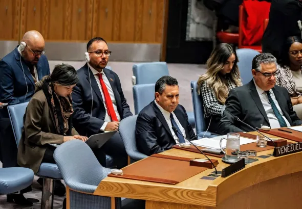 Venezuelan Ambassador to the United Nations in a Security Council meeting on December 23, 2025. Photo: EFE.